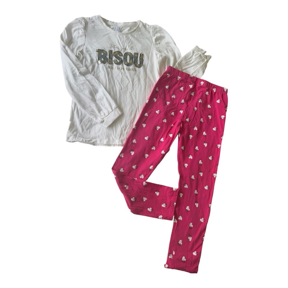 Charming Pink and White Pajama Set with Polka Dots